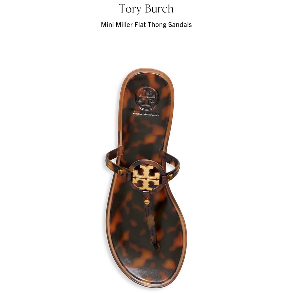 Tory Burch Mini Miller Flat Thong Sandals tortoise size 8